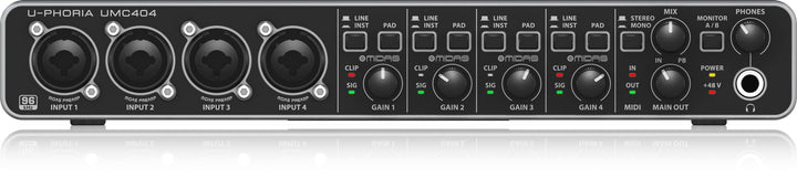 Behringer U-PHORIA UMC404HD Audiophiles 4x4, 24-Bit/192 kHz USB-Audio/MIDI-Interface mit Midas-Mikro