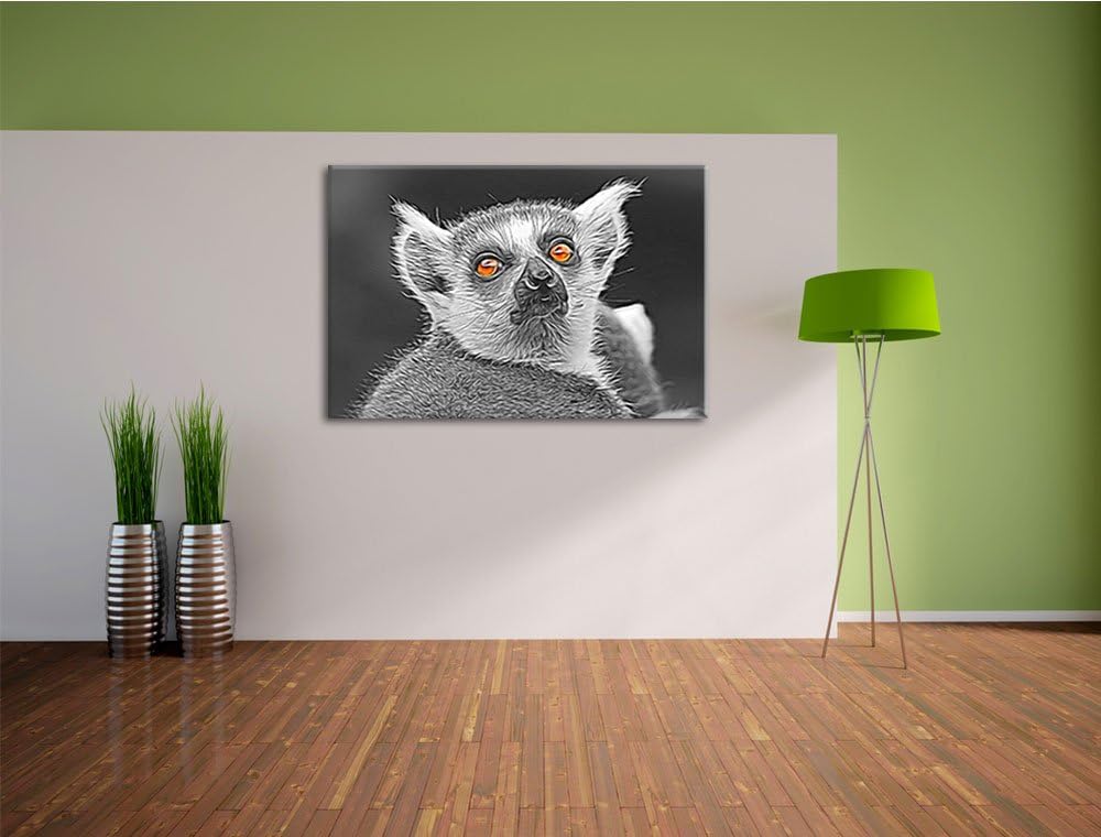 bildschöner Katta schwarz/weiss Deluxe Format: 100x70 cm auf Leinwand, XXL riesige Bilder fertig ger