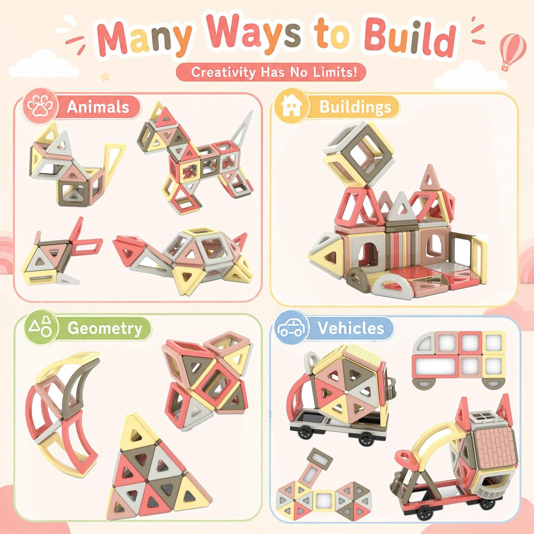 AOMIKS 151 STÜCKE Set Magnetische Bausteine Fliesen für Kinder Lernen & Lernen STEM Mini Bauspielzeu