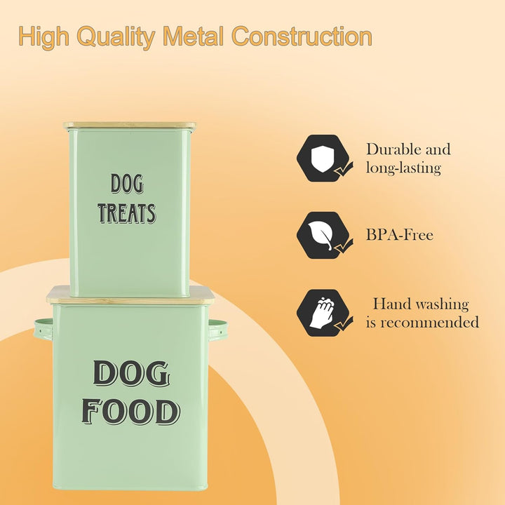 Pethiy Hundefutter und Hundeleckerlis Behälter,Futtertonne mit Schaufel,Eng anliegende Holzdeckel,be