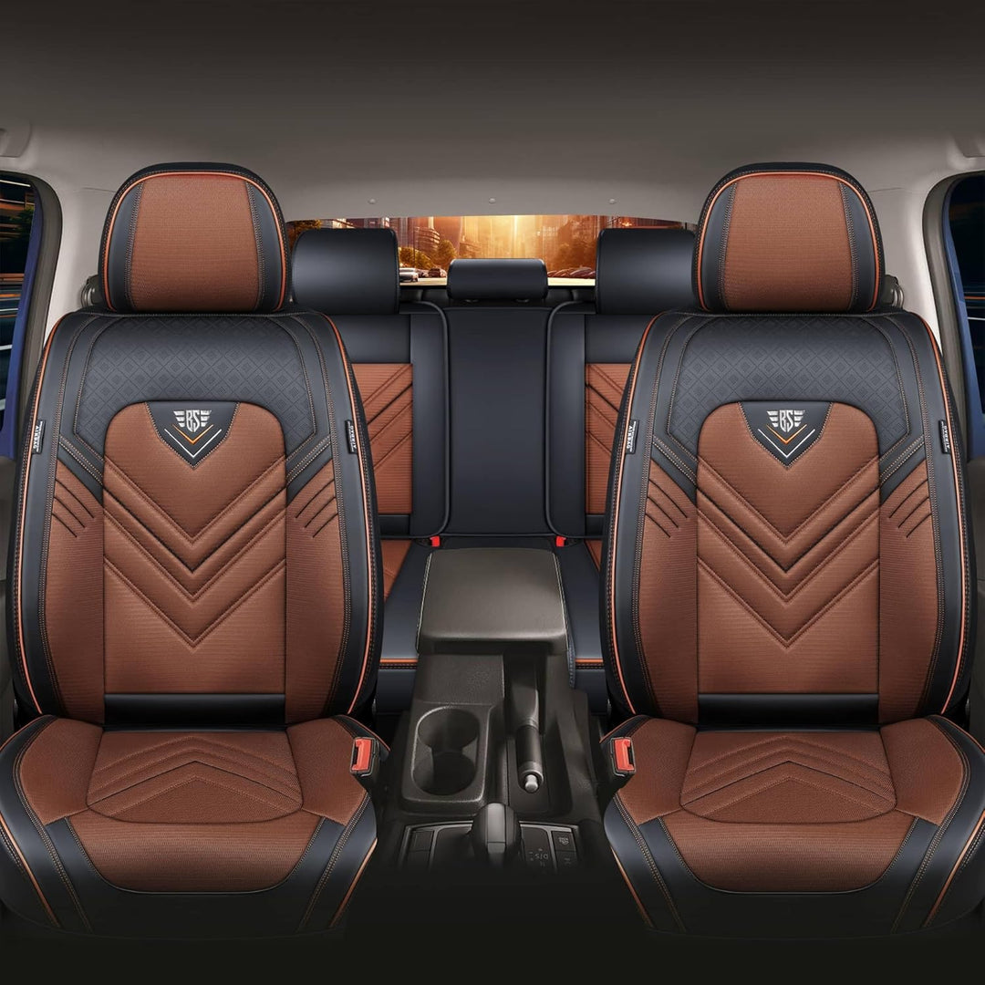 Schonbezüge Sitzbezüge Komplettset für VW Amarok Bj ab 2010 in Schwarz/Braun FSL2