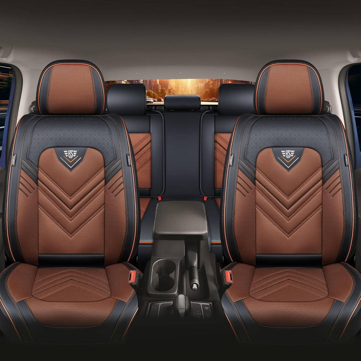 Schonbezüge Sitzbezüge Komplettset für VW Amarok Bj ab 2010 in Schwarz/Braun FSL2