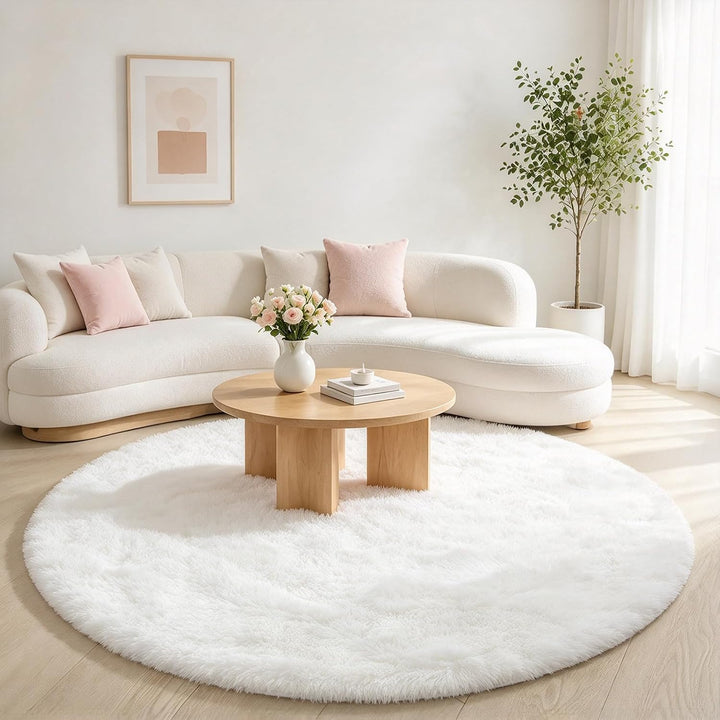 Teppich Rund Teppich Wohnzimmer Hochflor Teppiche Langflor Wohnzimmerteppich für Wohnzimmer Flauschi
