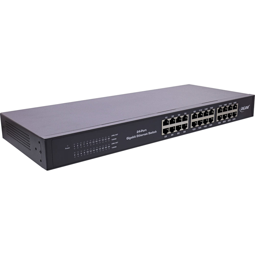 InLine® Gigabit Netzwerk Switch 24-Port, 1GBit/s, 48,26cm (19"), Metall, lüfterlos.