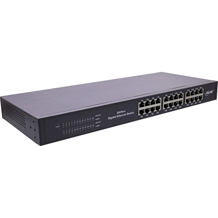 InLine® Gigabit Netzwerk Switch 24-Port, 1GBit/s, 48,26cm (19"), Metall, lüfterlos.