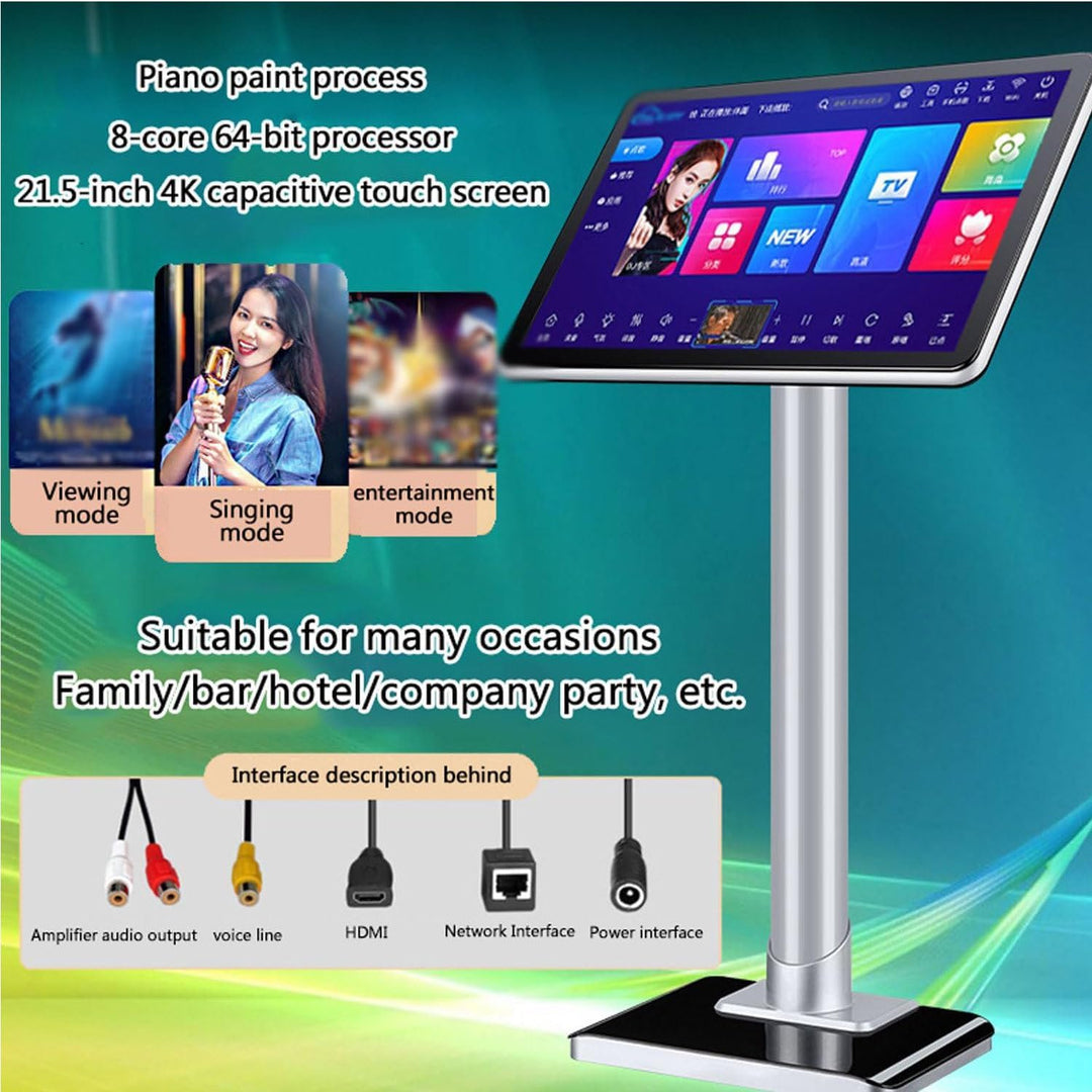 Professionelle 21,5-Zoll-Karaoke-Maschine,Kapazitiver Touchscreen-Karaoke-Player Mit Kabellosem Mikr