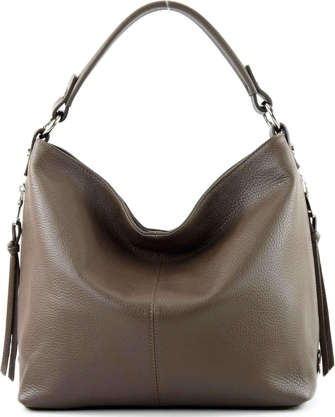 modamoda de Damen Schultertasche, Leder T160 T160 Blassbraun, T160 Blassbraun