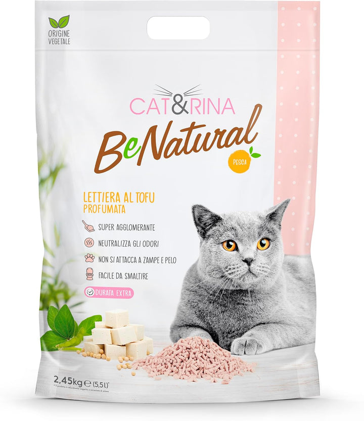 Cat&Rina BeNatural Tofu Katzenstreu, 5,5 l, klumpend und pflanzlich, für bis zu 30 Tage Nutzung, Ent