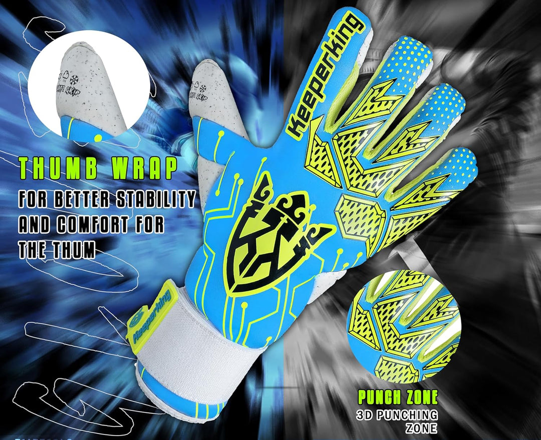Keeperking Torwarthandschuhe für Erwachsene Fussballhandschuhe Herren Innennaht Profi Premier Grip 4