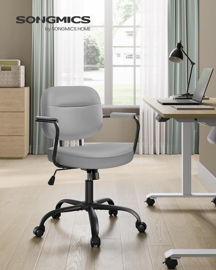 SONGMICS Homeoffice-Stuhl, Schreibtischstuhl, Schminkstuhl, PU, Drehstuhl, ergonomischer Bürostuhl,
