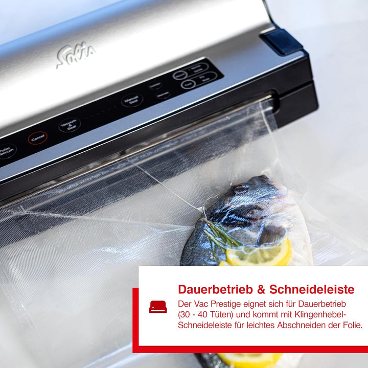 Solis Vakuumierer Vac Prestige mit Pulse- und Marinierfunktion, Vorteilspack mit kompostierbaren Fol