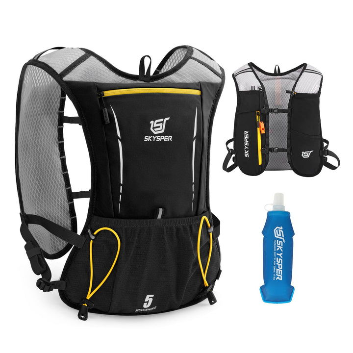 SKYSPER Laufweste Ultraleichter 5L, Trinkrucksack mit weichen Flaschen 500ml Laufrucksack Herren Dam