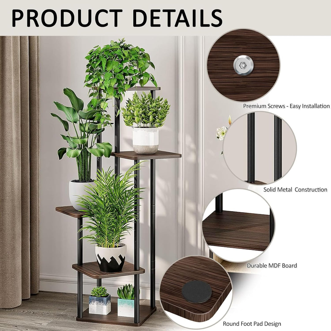 VASZOLA 5-Tier Hölzern Blumenregal Pflanzenregal, Mehrstöckig Blumenständer Pflanzenständer Blumenba