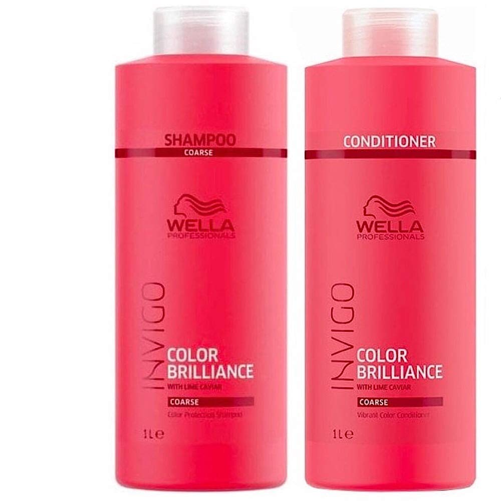 Wella Professionals Brilliance Duo Farb-Shampoo 1000ml und Conditioner 1000ml für sprödes, dickes Ha