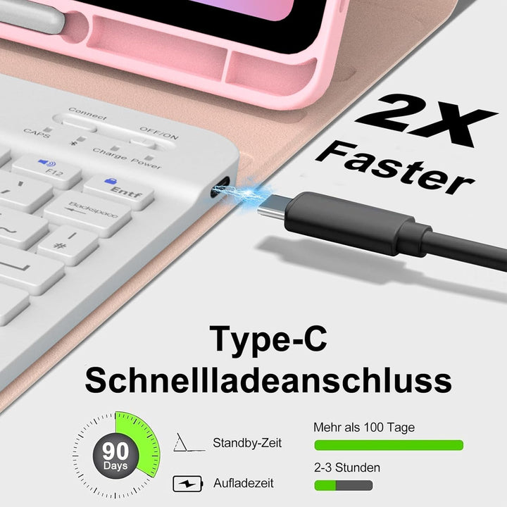 Tastatur Hülle für Samsung Galaxy Tab S10 Lite/S10 FE/S9 FE 10.9 Zoll, Deutsches QWERTZ, Magnetisch