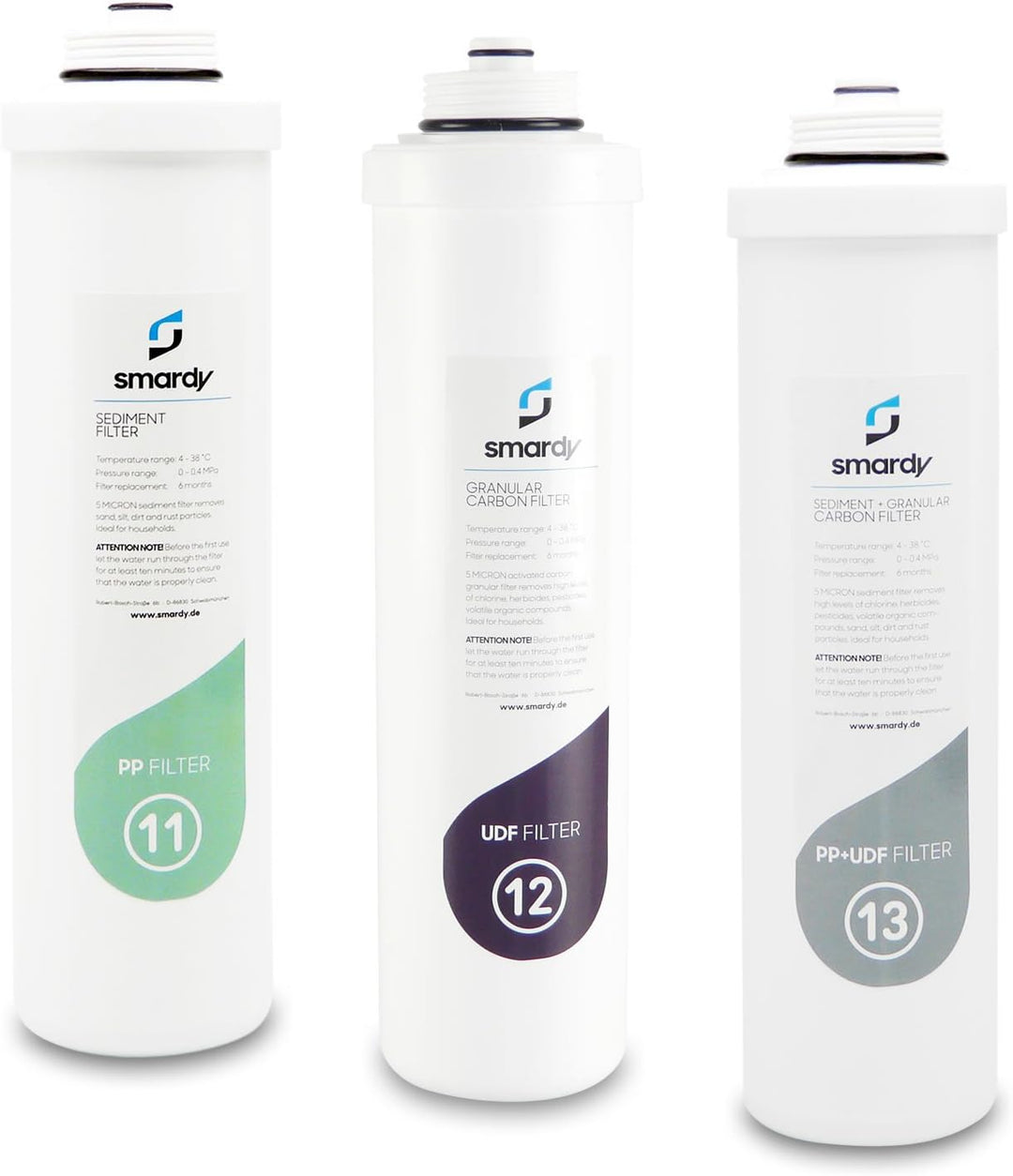 smardy 3x Wasserfilter Ersatzfilterset Nr. 11 | 12 | 13 für Wasserfilteranlage smardy PRO 190