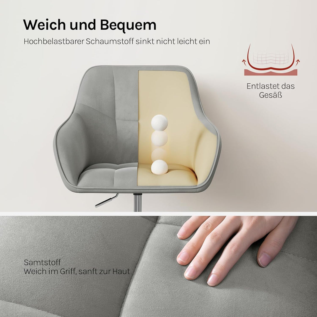 WOLTU Homeoffice Stuhl, Schreibtischstuhl, Drehstuhl, Schminkstuhl, höhenverstellbar, bis 150 kg bel