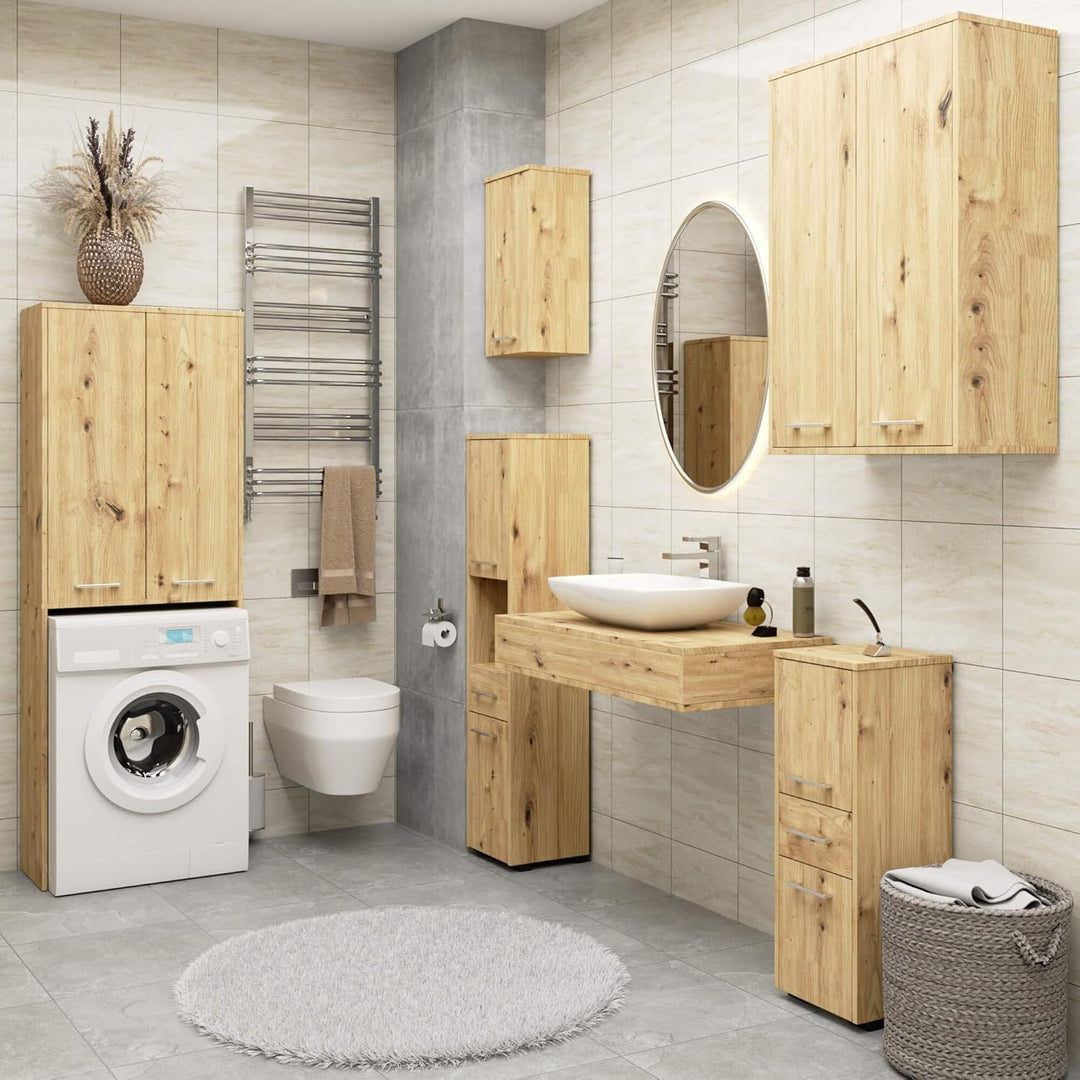 AKORD Badezimmerschrank schränke | Badezimmer kommode | FIN 85 2D1SZ, 2 Türen und 1 Schublade, B30 x
