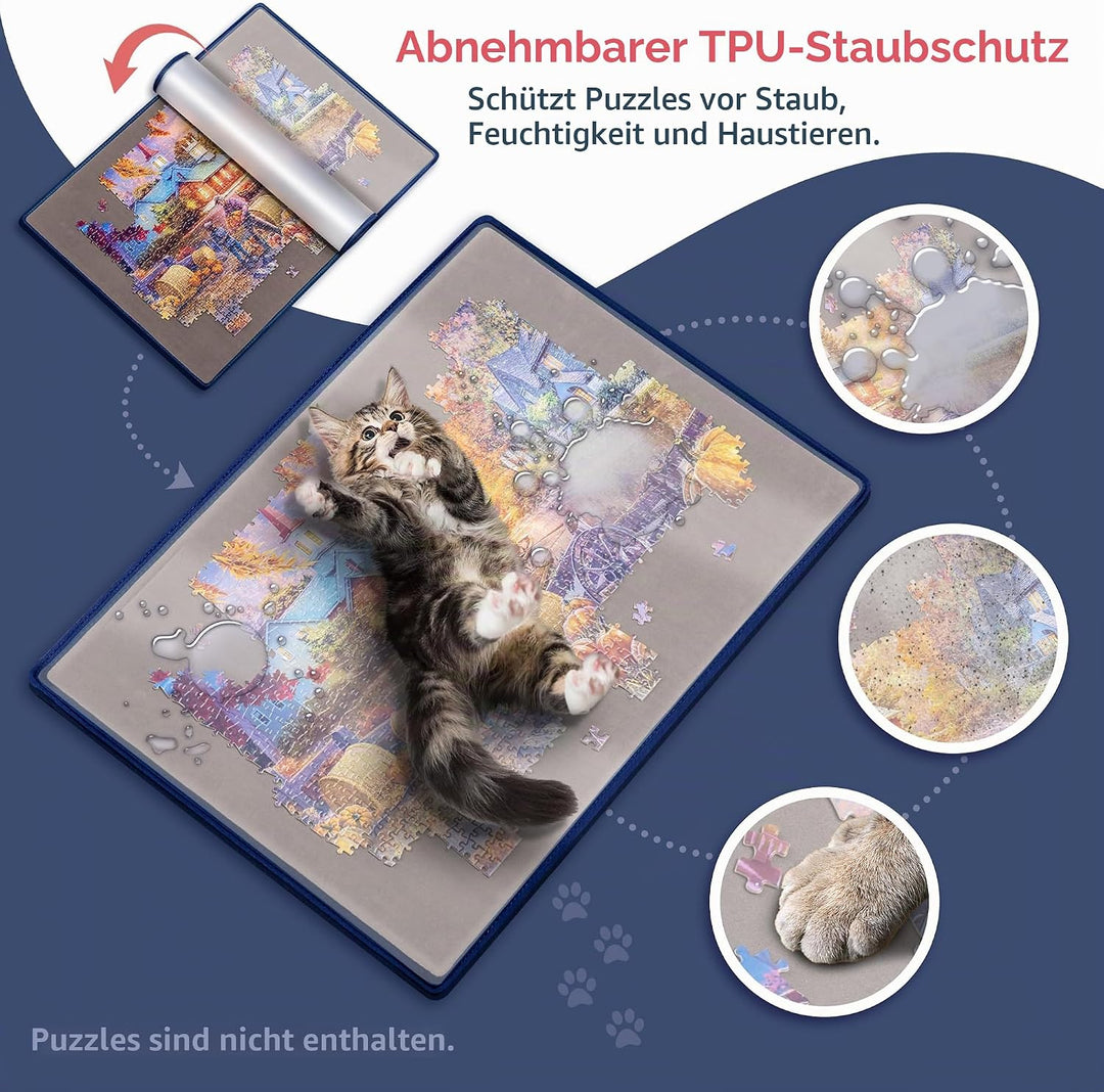 Tektalk Puzzlebrett mit 6 Farbsortiertabletts – tragbare Puzzlematte mit rutschfester Oberfläche, st