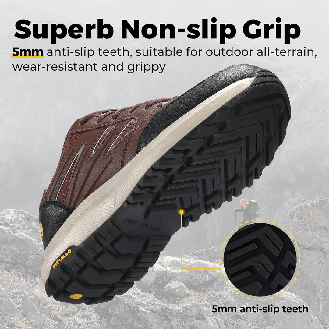 FitVille Extra weit Wanderschuhe Herren Wasserdicht Wanderhalbschuhe rutschfest Trekkingschuhe für a