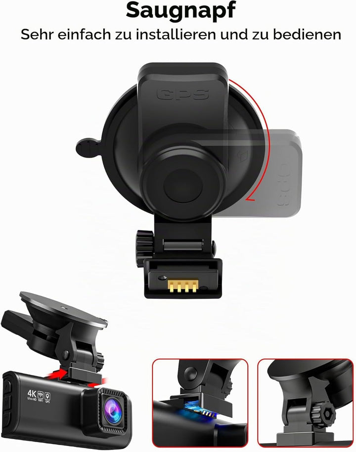 Saugnapfhalterung für Redtiger F7N Dashcam mit GPS-Modul