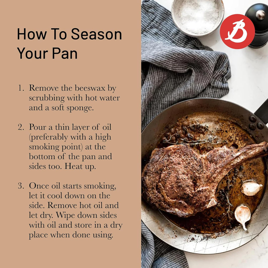 De Buyer - Steak-Pfanne MINERAL B aus Eisenstahl - mit charakteristischen Grillstreifen - 28 cm Durc