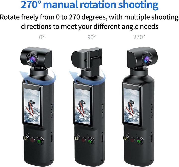 OBEST Action Cam 4K mit 64GB Mini Action Kamera Handheld WiFi Bodycam Körperkamera mit 270° Gedrehte