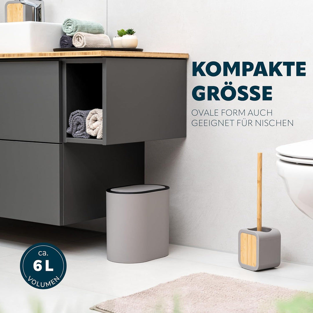 eluno ovaler Kosmetikeimer mit gummierter Softtouch-Oberfläche, Schwingdeckel & Schutzpads gegen Kra