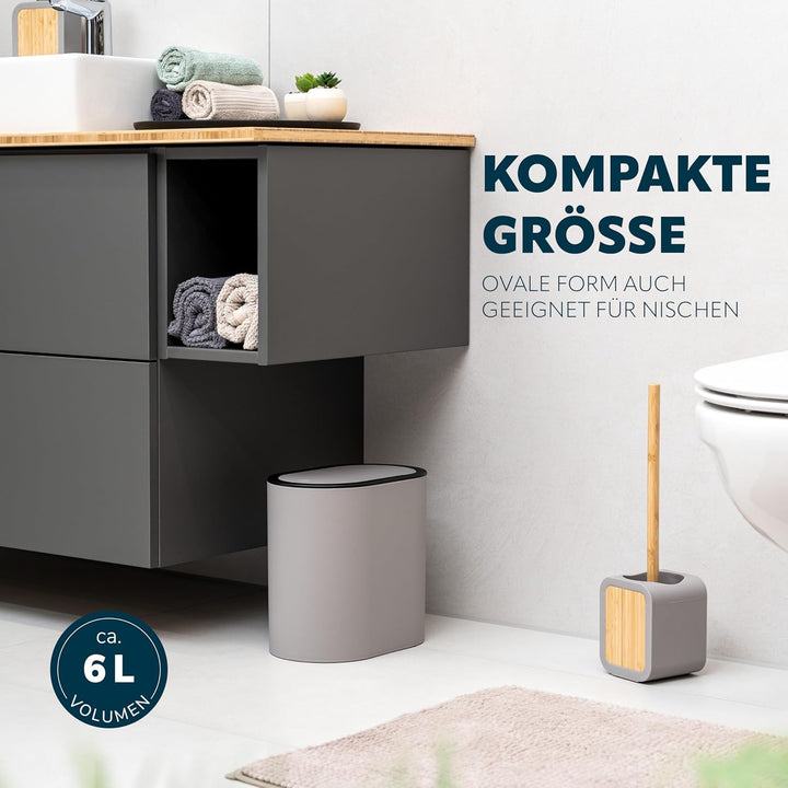 eluno ovaler Kosmetikeimer mit gummierter Softtouch-Oberfläche, Schwingdeckel & Schutzpads gegen Kra
