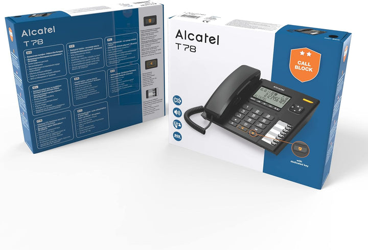 Alcatel T78, schnurgebundenes Festnetztelefon für Heim und Büro, grosses Display, 8 Direktwahltasten