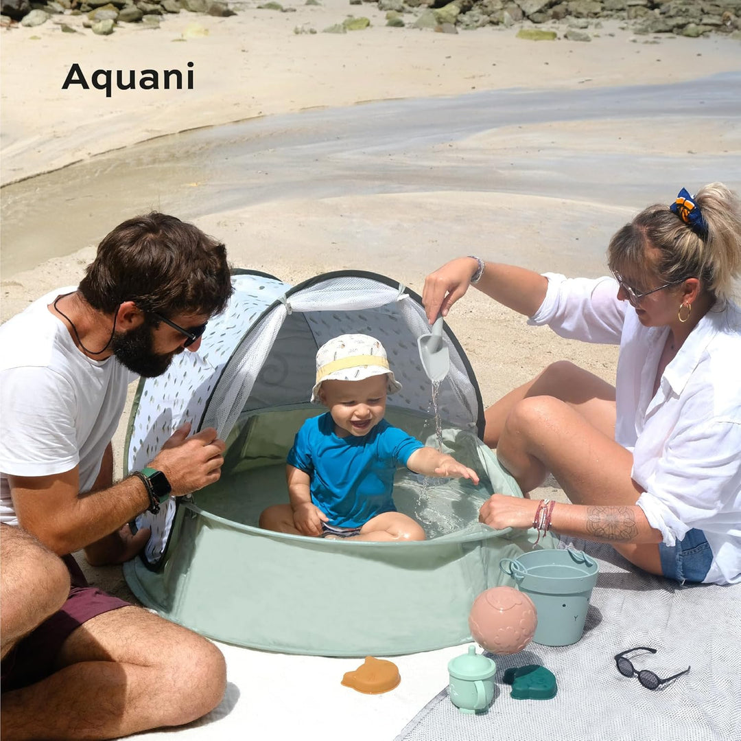 Babymoov Strandmuschel 3-in-1 Aquani Provence - Strandzelt, Planschbecken und Reisebett für Kinder m