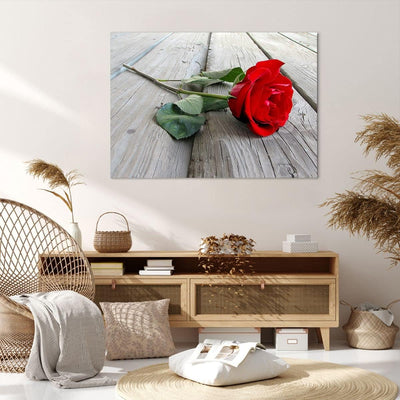 Bilder auf Leinwand 100x70cm Leinwandbild mit Rahmen Blume Holz Pflanze Gross Wanddeko Bild Schlafzi