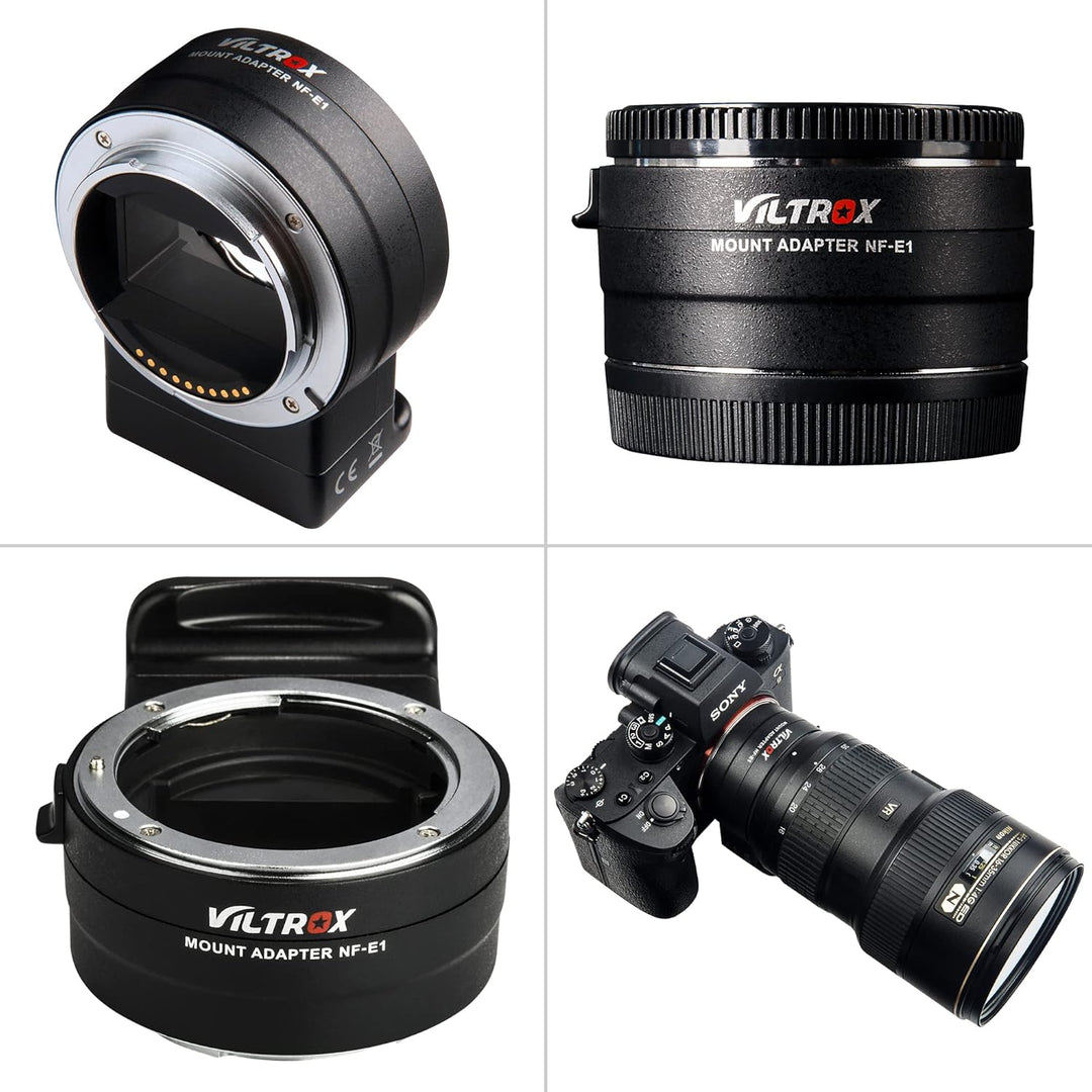 VILTROX NF-E1 Autofokus Objektivadapter,Objektiv Adapter Ring für Nikon F Bajonett Objektiv auf Sony