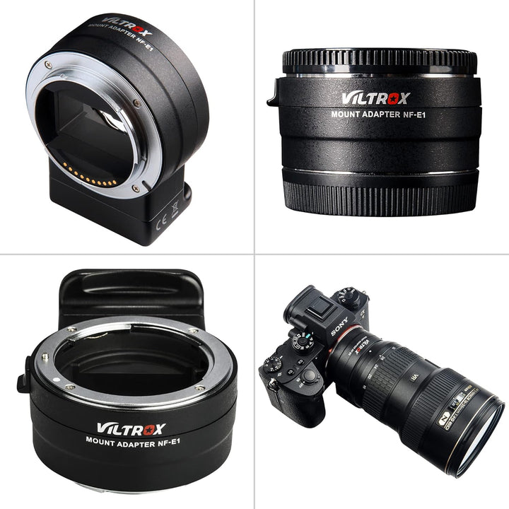 VILTROX NF-E1 Autofokus Objektivadapter,Objektiv Adapter Ring für Nikon F Bajonett Objektiv auf Sony