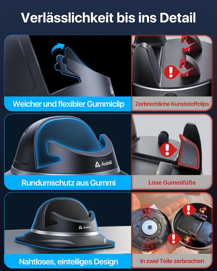 andobil Handyhalterung Auto Handyhalterung [ 2023 Einfach zu Benutzen ] Handy Halterung Auto Armatur