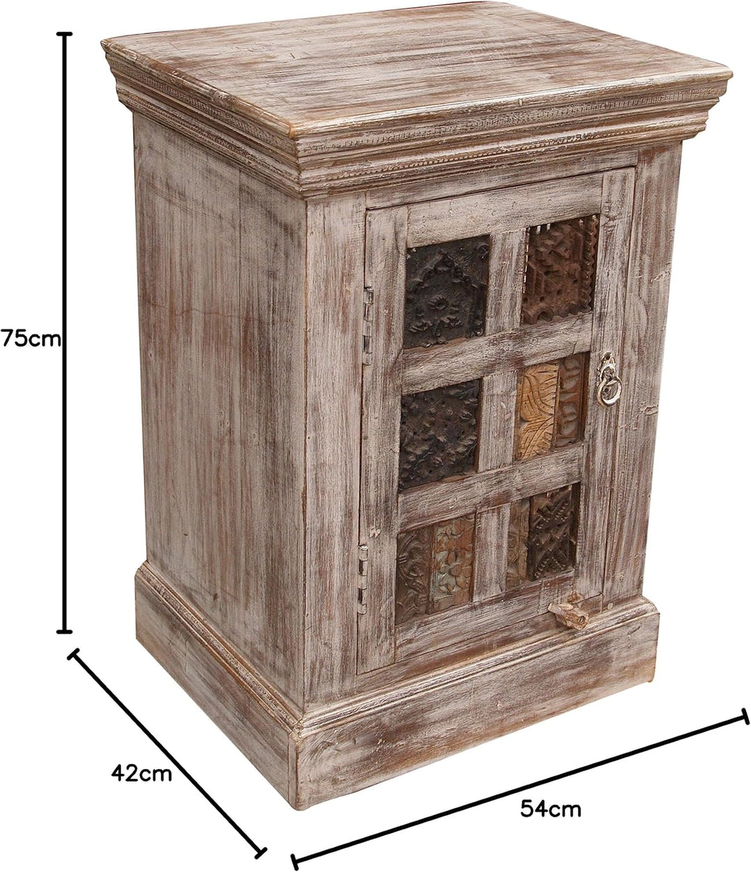GURU SHOP Vintage Beistellschrank, Kommode, Nachttischschrank, Flurschrank - Modell 56, 75x54x42 cm