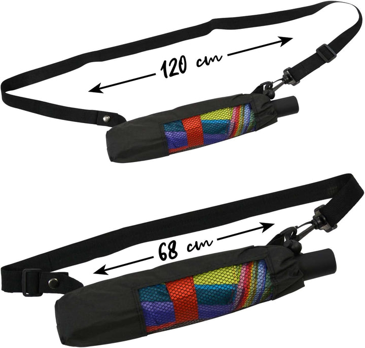 iX-brella Trekking XL Taschenschirm Rainbow 115 cm gross mit Umhängetasche Regenbogen, Regenbogen