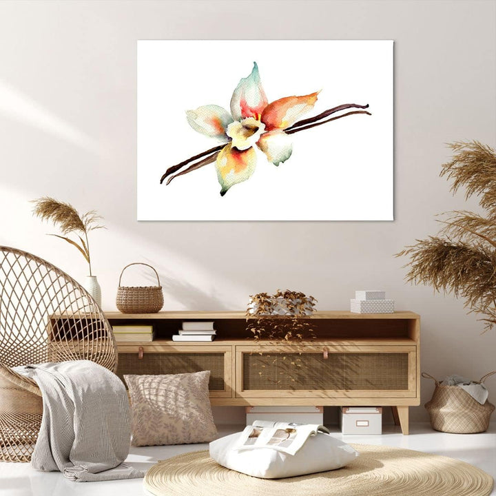 Bilder auf Leinwand 100x70cm Leinwandbild Vanille Gewürz Blume Pflanze Gross Wanddeko Bild Schlafzim