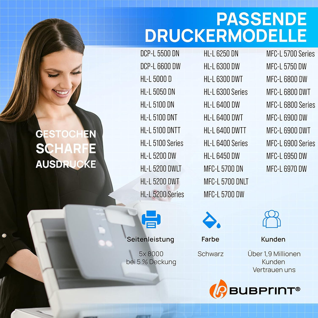 5 Toner kompatibel als Ersatz für Brother TN3480 für HL-L5100DN HL-L5100DNT HL-L5100DNTT MFC-L5750DW