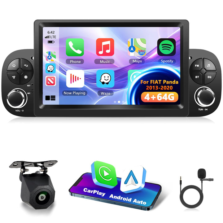 4GB+64GB Autoradio für FIAT Panda 2013-2020 Radio mit Wireless Carplay, 7 Zoll Bildschirm Android Au