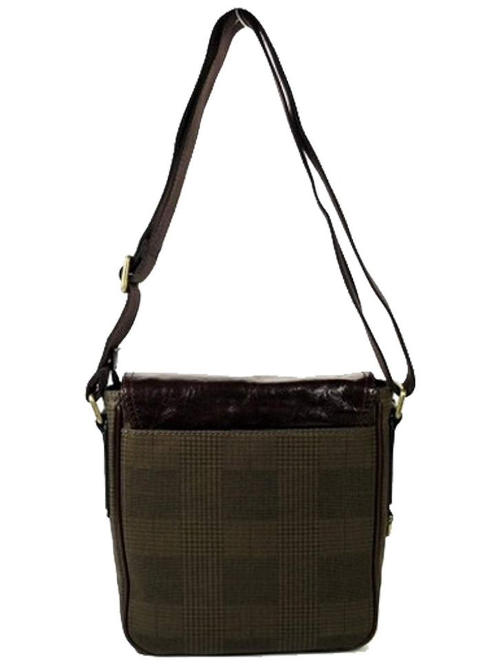 Fossil Transit Grün-Braun Herren Umhängetasche Schultertasche Messenger Leder Breite ca. 25 cm, Höhe