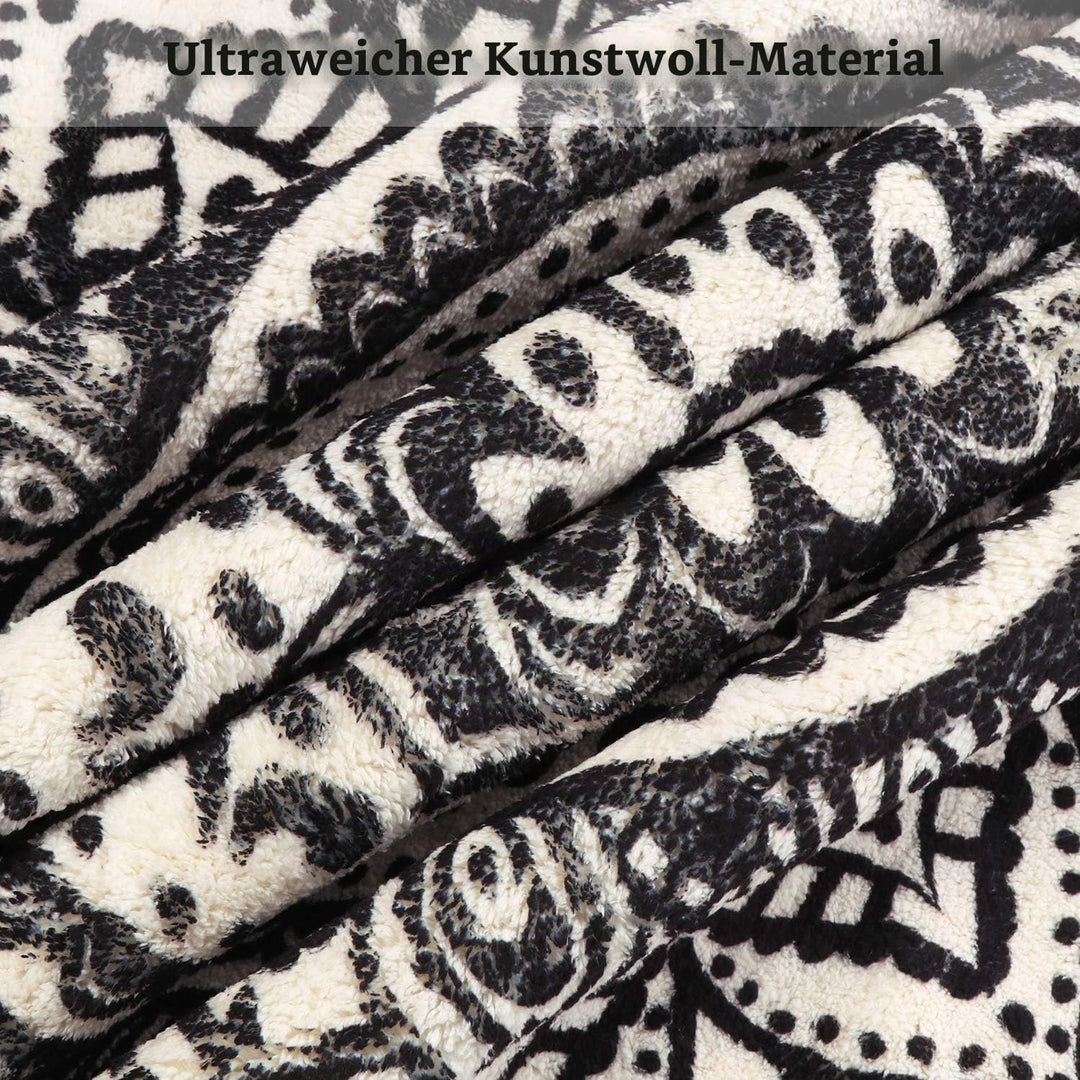 Uphome 60 cm runder kleiner Flächenteppich mit schickem Bommel Fransen Luxus Mandala Boho Samt Badez