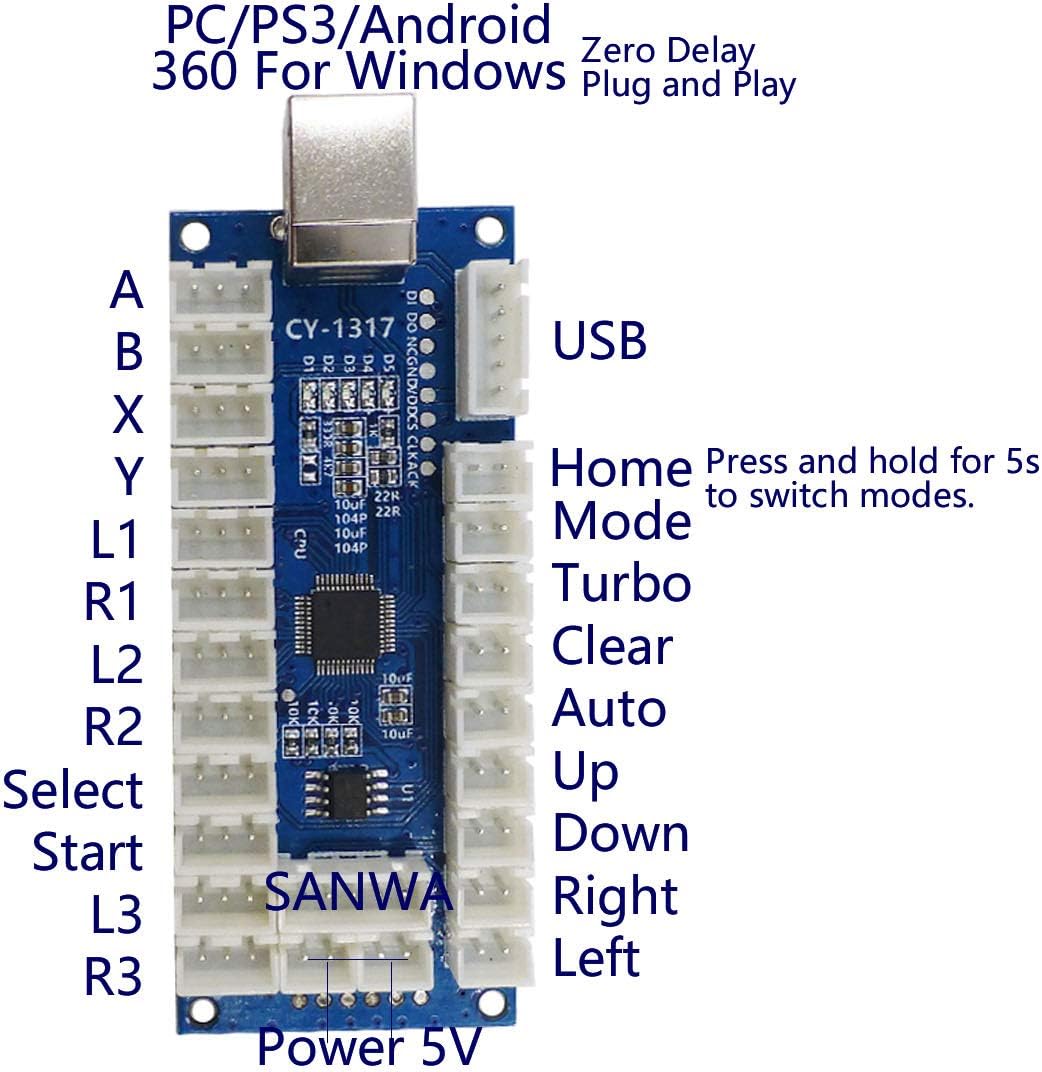 SJ@JX Arcade USB Encoder LED Zero Delay Arcade Controller PC PS3 Android Arcade DIY Kit LED Arcade L
