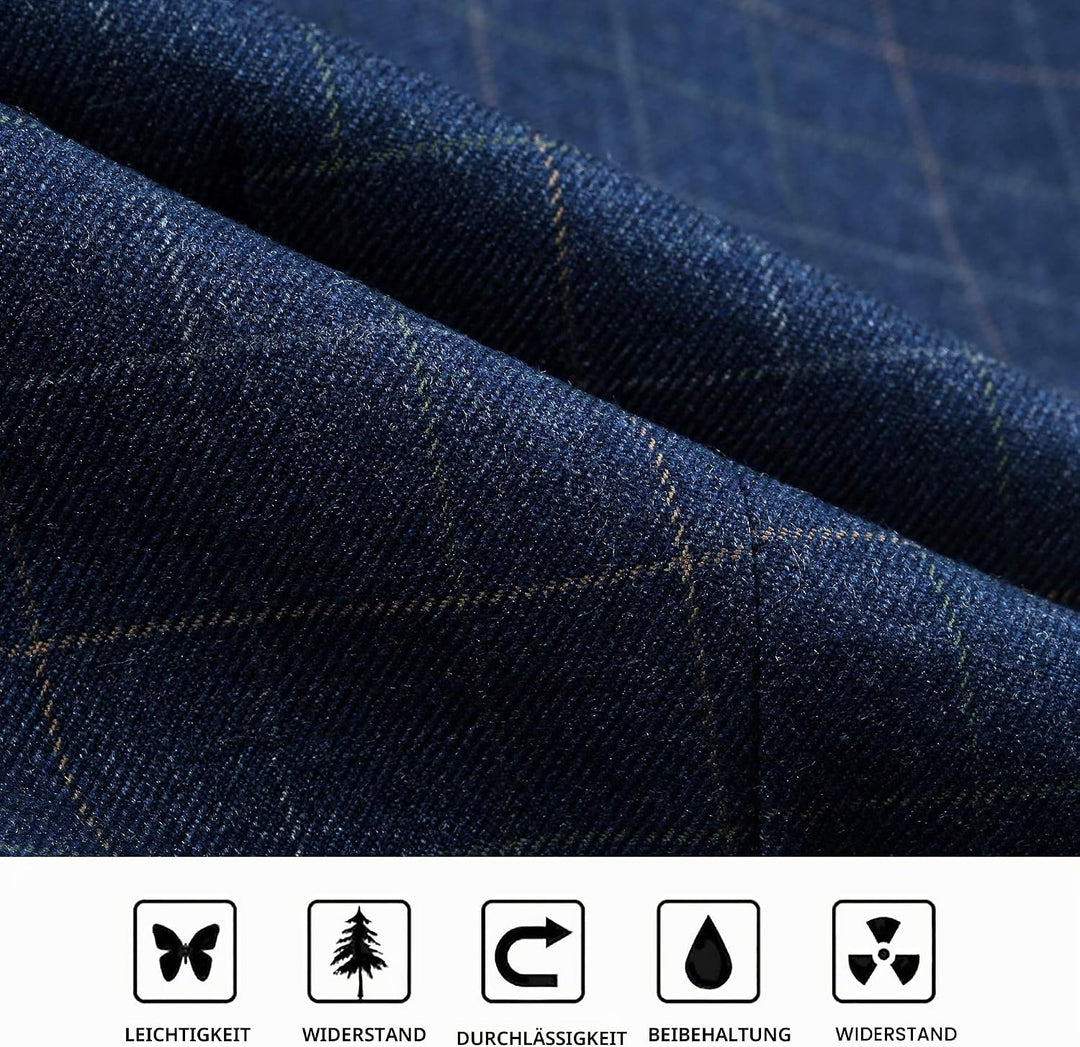 HISDERN Manner Formale Hochzeitsfeier Weste Baumwolle Plaid Kleid Anzug Weste für Herren 1Royal Blue