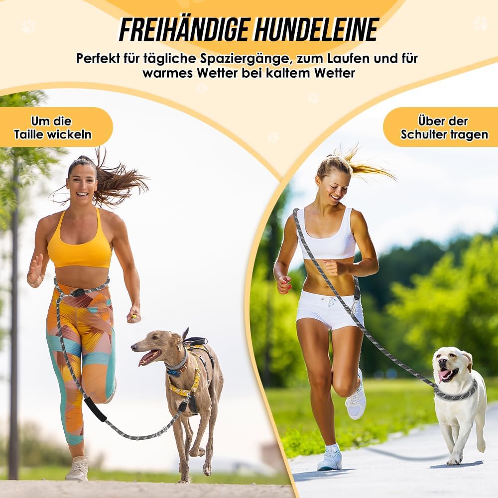 Hundeleine 3m für Kleine mittelgrosse Hunde, 8in1 Schleppleine mit 3 Verstellbare Schnalle und Griff