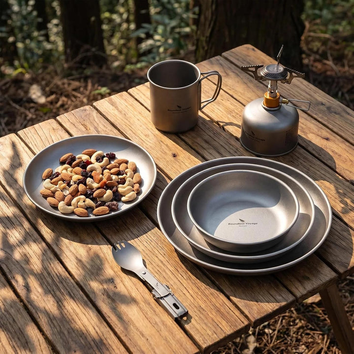 Boundless Voyage Ultraleicht Camping Titan Pan Geschirrplatte mit Tragetasche Outdoor Titan Geschirr