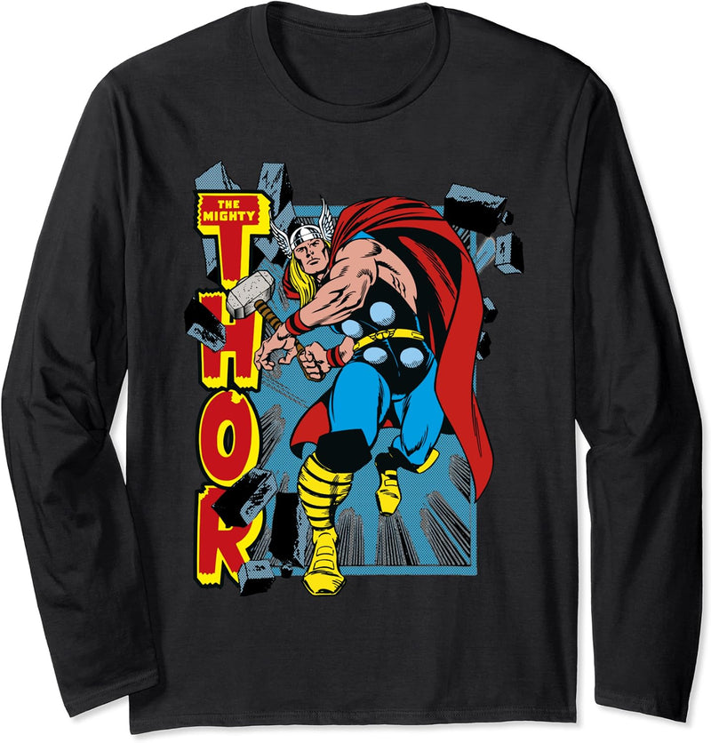 Marvel The Mighty Thor Bricks Flying Comic Page Langarmshirt