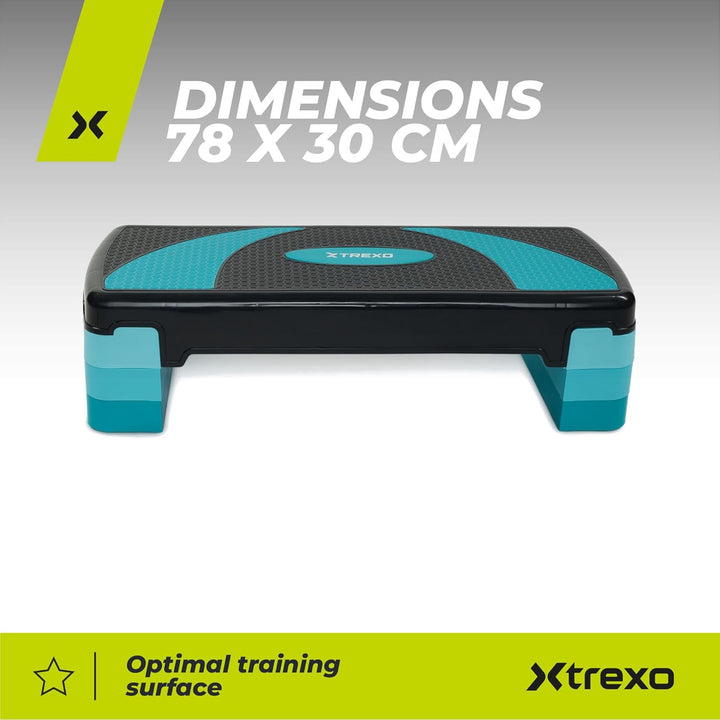 TREXO Aerobic Step 78 x 30 cm Für Cardio- und Fitnesstraining Höhenverstellbar 10-20 cm Langlebig au