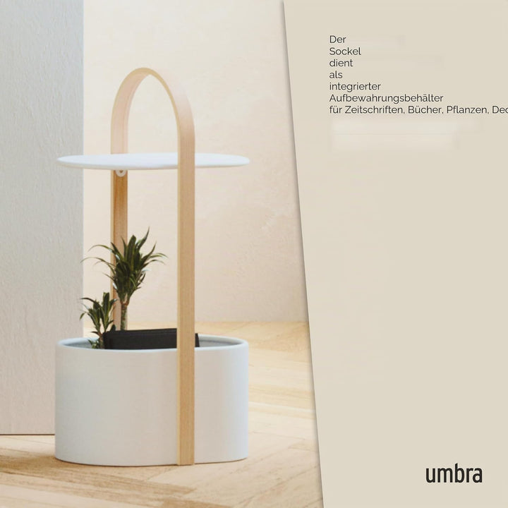 Umbra Bellwood Beistelltisch mit Ablagefläche und Kabelkanal, Stahl/Bugholz, Weiss/Natur Weiss / Nat