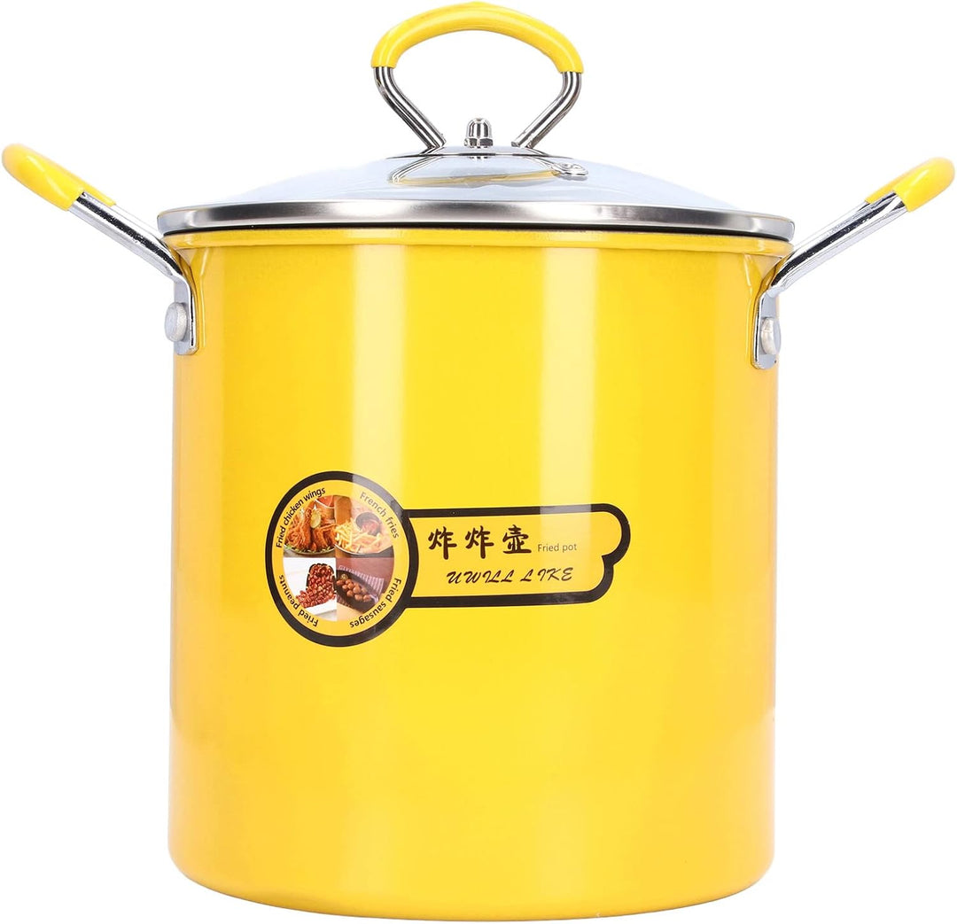 Mini Fritteuse 3L aus Edelstahl mit Ölfilter und Deckel, Abnehmbares Ölablaufnetz, Tiefe Bratpfanne